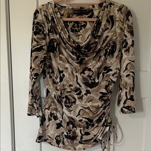Dana Buchman Women's Tan and Black Floral Blouse